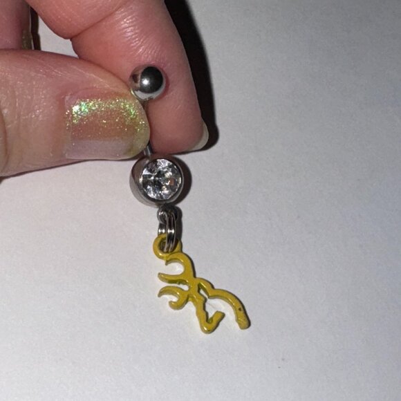Yellow Browning Dangle Belly Ring - Picture 1 of 6